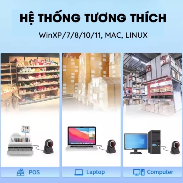 Máy Quét Mã Vạch Để Bàn KAW 136F Giá Tốt, Đọc Mã QR & 1D Siêu Nhạy, Chính Xác