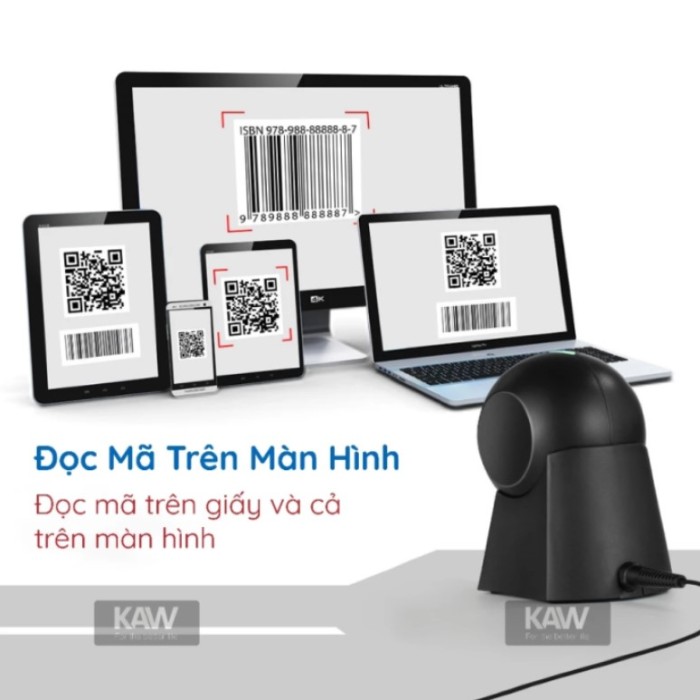Máy Quét Mã Vạch Để Bàn KAW 136G Bản Nâng Cấp - Quét 1D/2D Chính Hãng, Công Nghệ CMOS, Giá Tốt