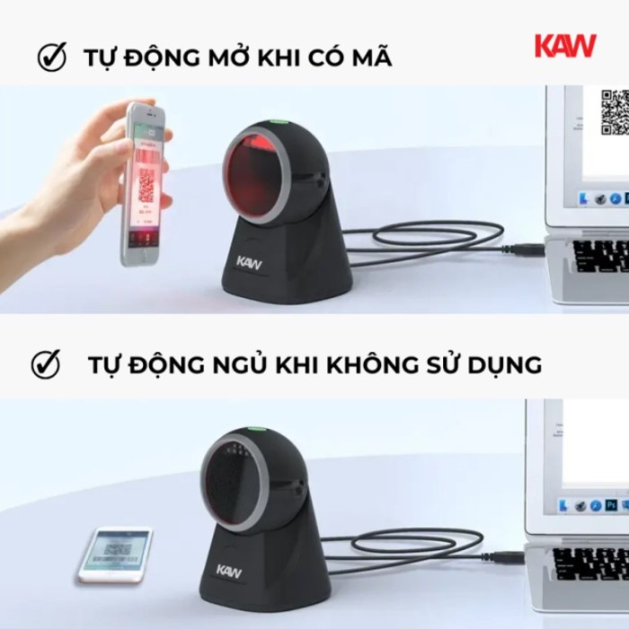 Máy Quét Mã Vạch Để Bàn KAW 136G Bản Nâng Cấp - Quét 1D/2D Chính Hãng, Công Nghệ CMOS, Giá Tốt