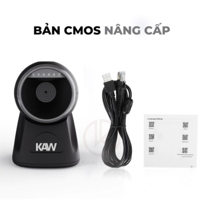 Máy Quét Mã Vạch Để Bàn KAW 136G Bản Nâng Cấp - Quét 1D/2D Chính Hãng, Công Nghệ CMOS, Giá Tốt