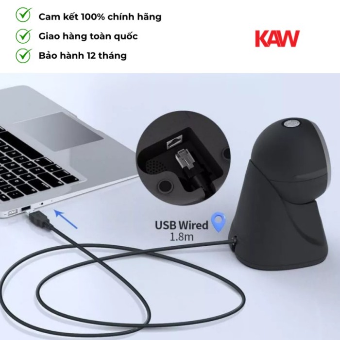 Máy Quét Mã Vạch Để Bàn KAW 136G Bản Nâng Cấp - Quét 1D/2D Chính Hãng, Công Nghệ CMOS, Giá Tốt