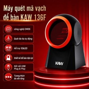 Máy Quét Mã Vạch Để Bàn KAW 136F Giá Tốt, Đọc Mã QR & 1D Siêu Nhạy, Chính Xác