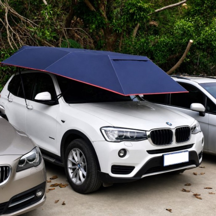 Mái Che Nắng Ô Tô Gấp Gọn 4.2m Màu Xanh Than Chống Nóng, Bảo Vệ Nội Thất, Gấp Gọn Nhanh