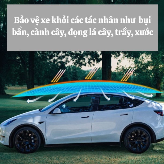 Mái Che Nắng Ô Tô Gấp Gọn 4.2m Màu Xanh Than Chống Nóng, Bảo Vệ Nội Thất, Gấp Gọn Nhanh