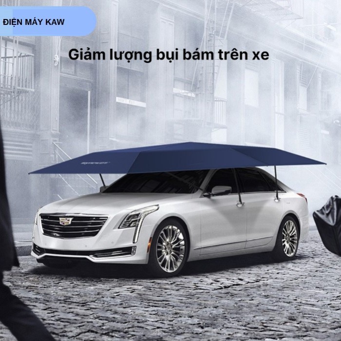 Mái Che Nắng Ô Tô Gấp Gọn 4.2m Màu Xanh Than Chống Nóng, Bảo Vệ Nội Thất, Gấp Gọn Nhanh