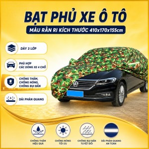 Bạt Phủ Xe Ô Tô KAW Màu Rằn Ri - Chống Nắng, Chống Nước 3 Lớp, Phản Quang Ban Đêm